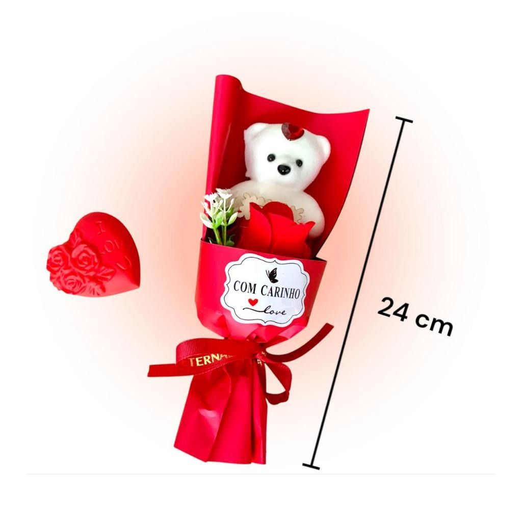 BUQUE ROSA C/URSO TE AMO